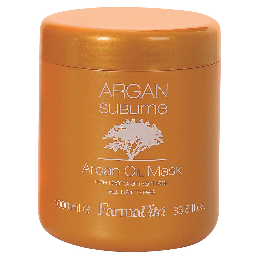 Argan Sublime Hair Mask by FarmaVita Italy — professional nourishing Argan-infused hair mask for restoration, wholesale at Beauty Canada