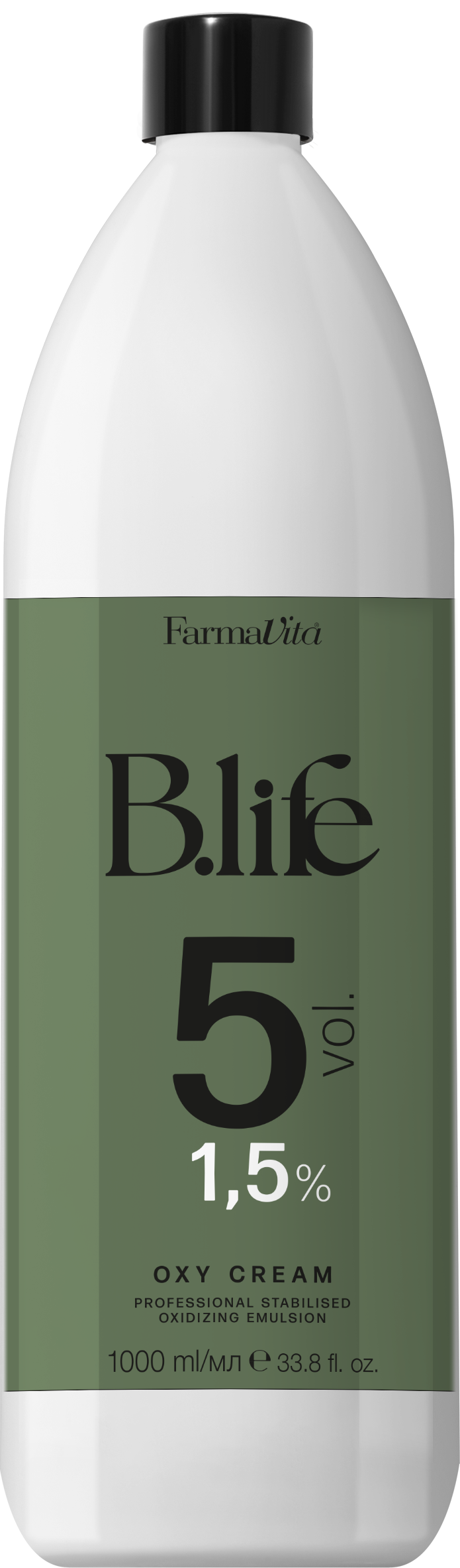 B.Life Cream Developer Oxidant 5 Vol 1000ml by FarmaVita Italy, zero-ammonia cream developer for B.Life Color, wholesale at Beauty Canada