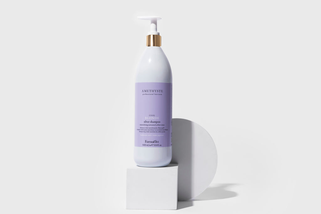 Amethyste Blonde Cool Blonde Silver Shampoo 1000ml alternative product view — FarmaVita professional blonde hair care, Beauty Canada authorized Canadian distributor
