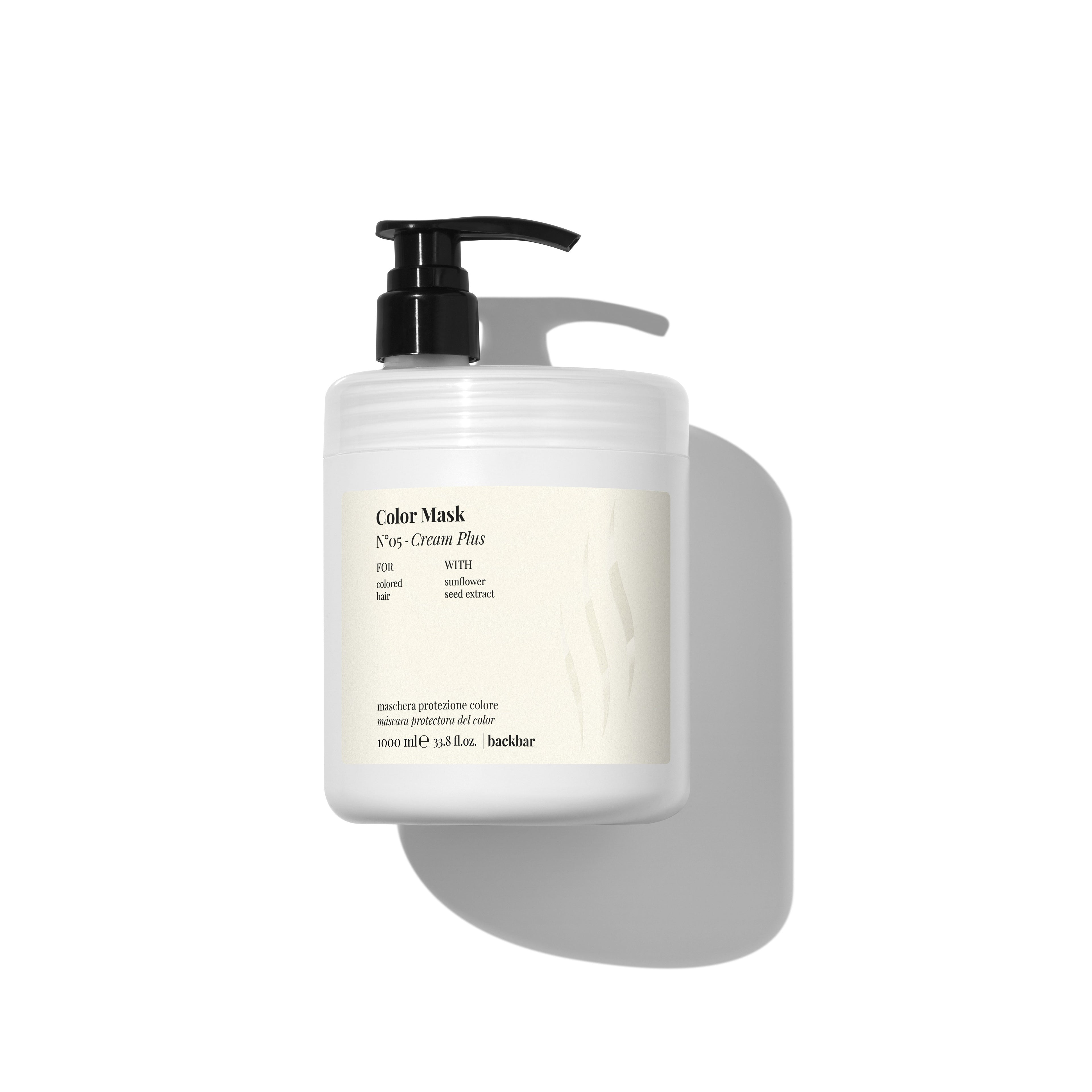 Back Bar Color Mask N°05 Cream Plus by FarmaVita Italy — professional colour-protection hair mask with sunflower seed extract, 1000ml backbar size, wholesale at Beauty Canada