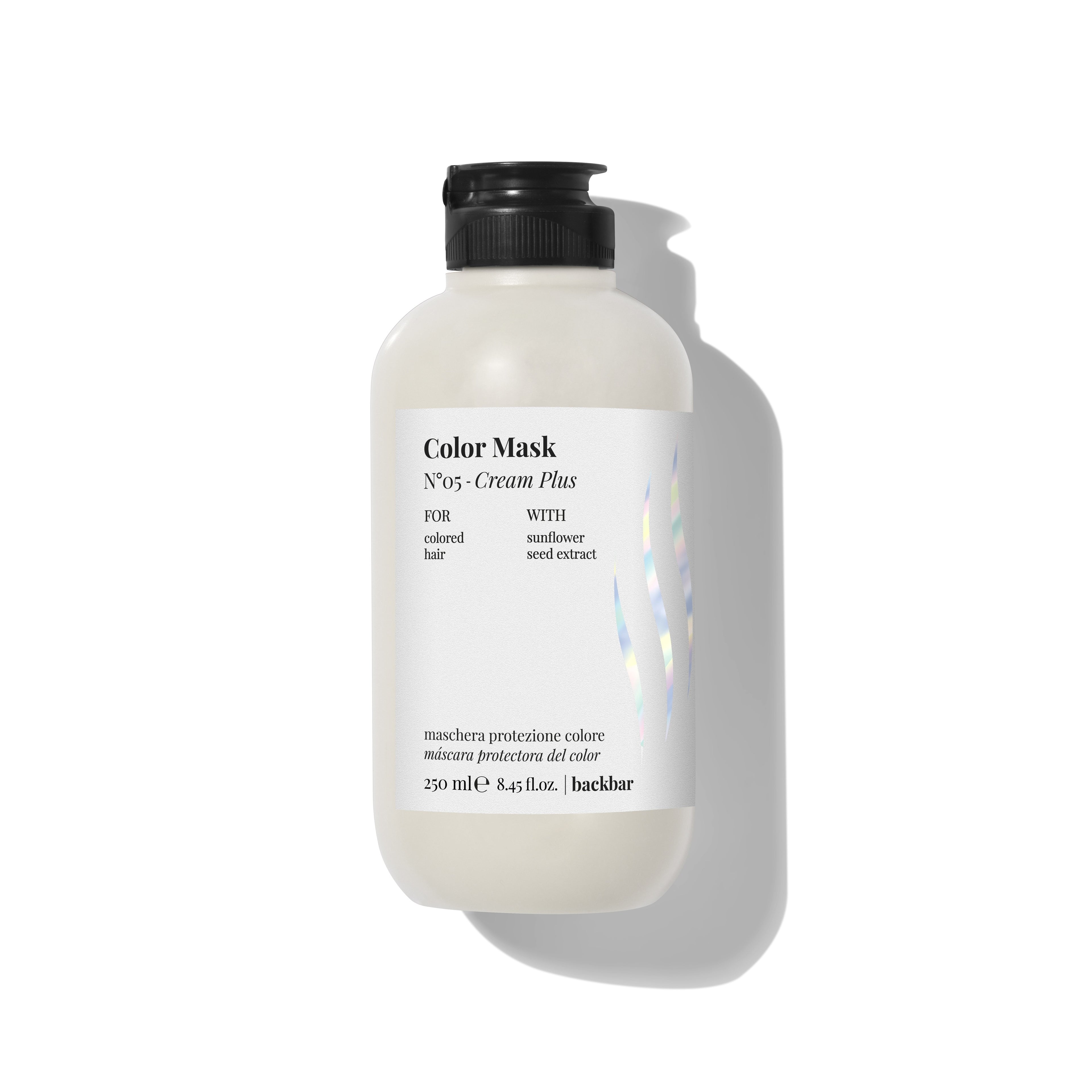 Back Bar Color Mask N°05 Cream Plus by FarmaVita Italy — professional colour-protection hair mask with sunflower seed extract, 250ml retail size, wholesale at Beauty Canada
