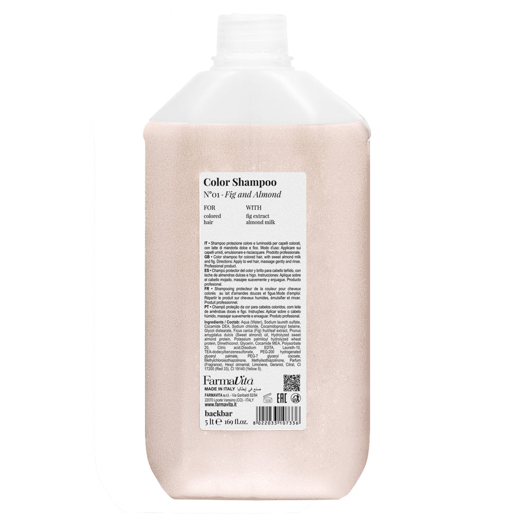 Back Bar Color Shampoo N°01 Fig and Almond by FarmaVita Italy — professional back bar colour-protecting shampoo with fig and almond, wholesale at Beauty Canada