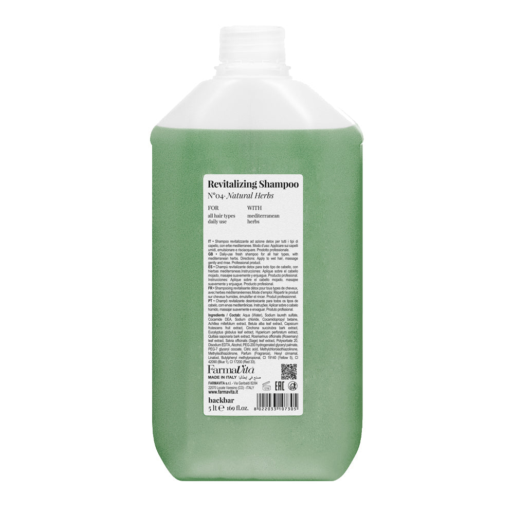 Back Bar Revitalizing Shampoo N°04 Natural Herbs by FarmaVita Italy — professional revitalizing back bar shampoo with natural herbs, wholesale at Beauty Canada