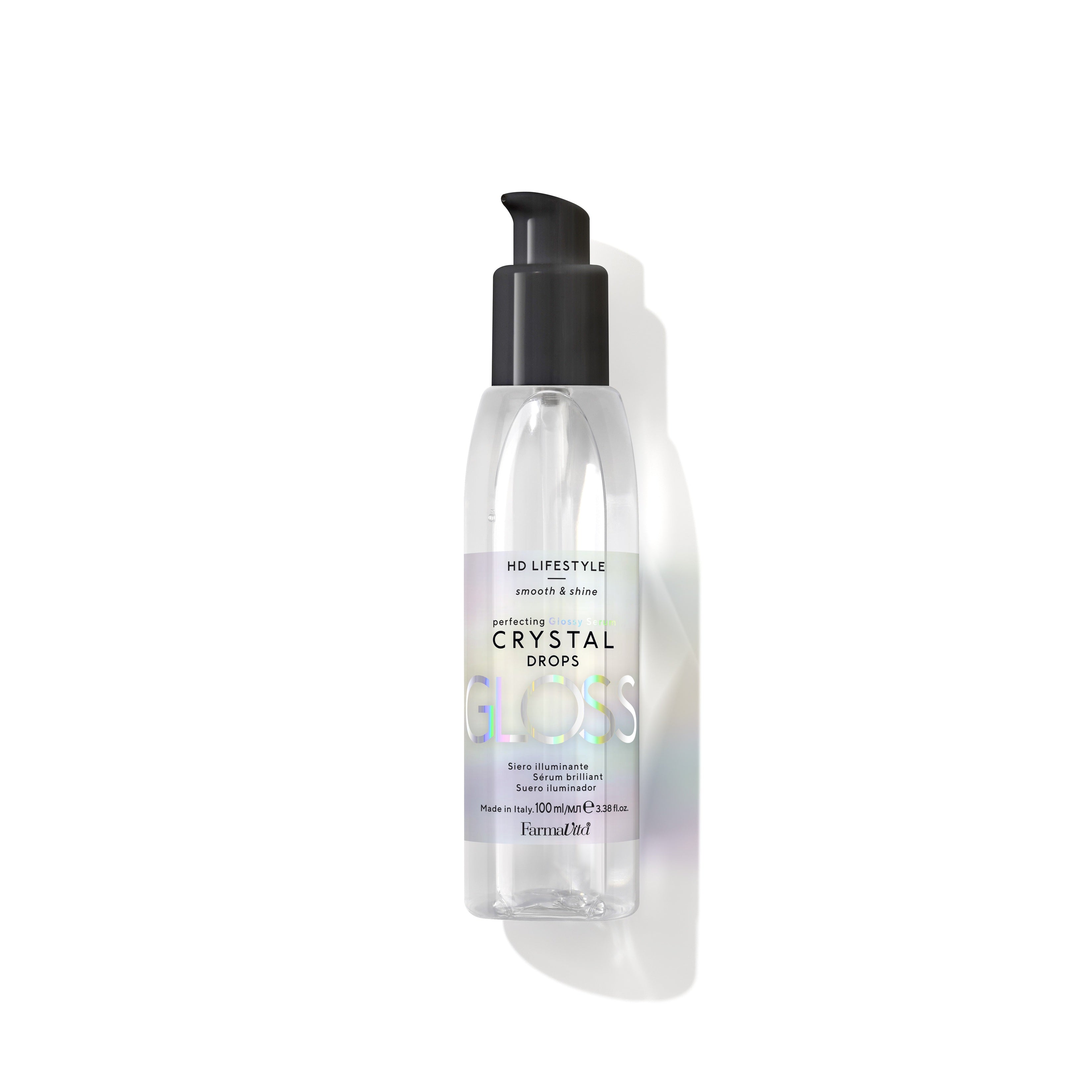 HD Life Style Crystal Drops 100ml by FarmaVita Italy — professional shine-boosting hair serum drops, wholesale at Beauty Canada