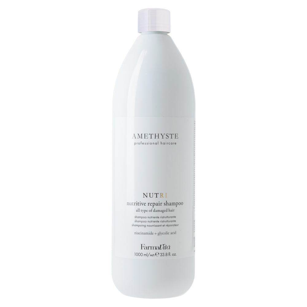 Amethyste Nutri Nutritive Repair Shampoo 1000ml by FarmaVita Italy — professional nourishing repair shampoo for dry hair, back bar size, wholesale at Beauty Canada