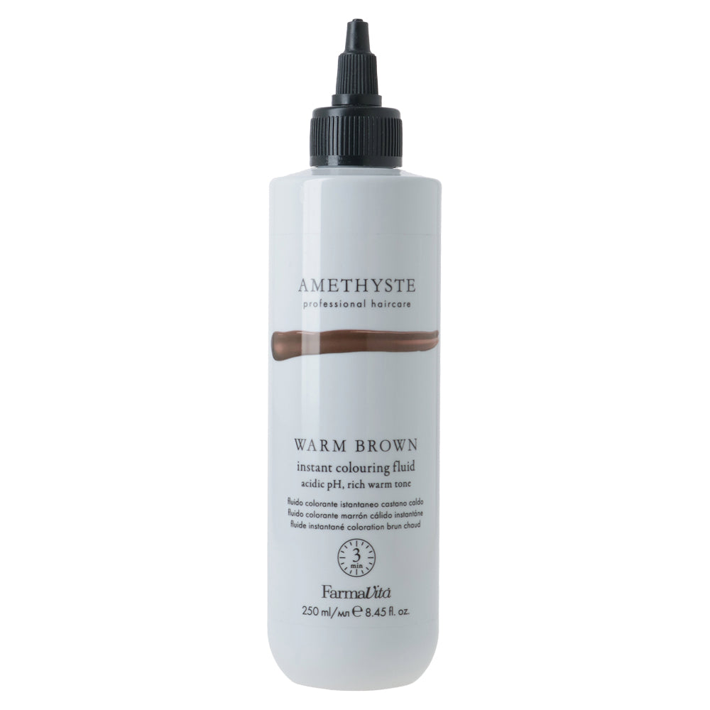 Amethyste Warm Brown Instant Colouring Fluid 250ml by FarmaVita Italy — professional instant toning fluid for warm brown and balayage tones, wholesale at Beauty Canada