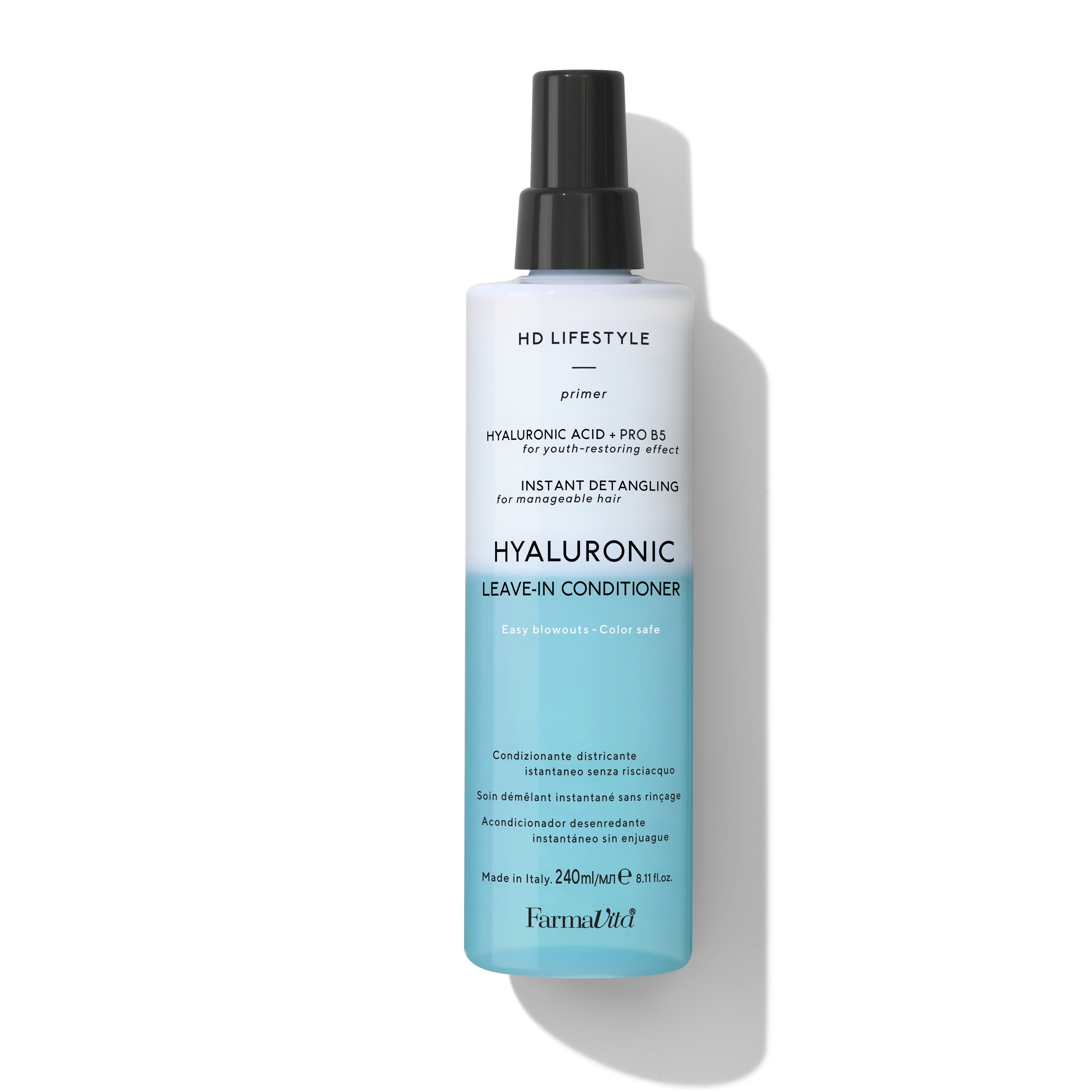 HD Life Style Hyaluronic Leave-in Conditioner 240ml by FarmaVita Italy — professional hydrating leave-in conditioner with hyaluronic acid, wholesale at Beauty Canada