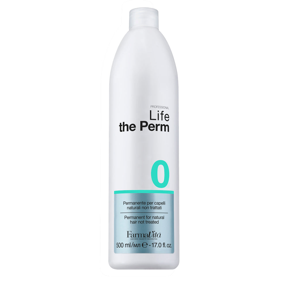 Life The Perm No.0 500ml by FarmaVita Italy — professional permanent wave lotion for resistant hair, wholesale at Beauty Canada