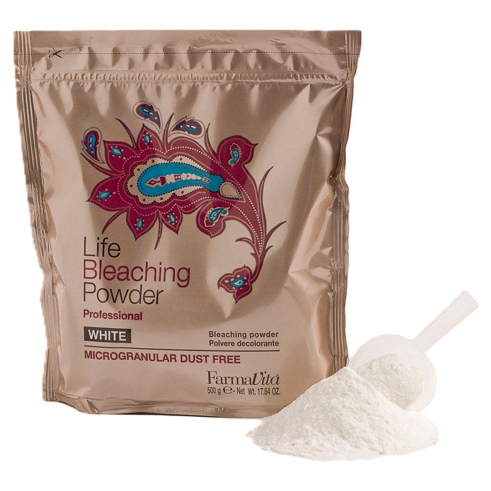 Life Bleaching Powder White Aluminum Bag 500g by FarmaVita Italy — professional white bleaching powder for lightening, wholesale at Beauty Canada