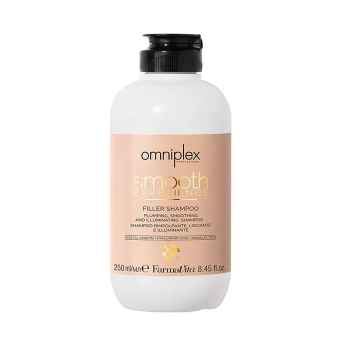 Omniplex Smooth Experience Filler Shampoo 250ml by FarmaVita Italy — professional smoothing filler shampoo for frizz control, wholesale at Beauty Canada