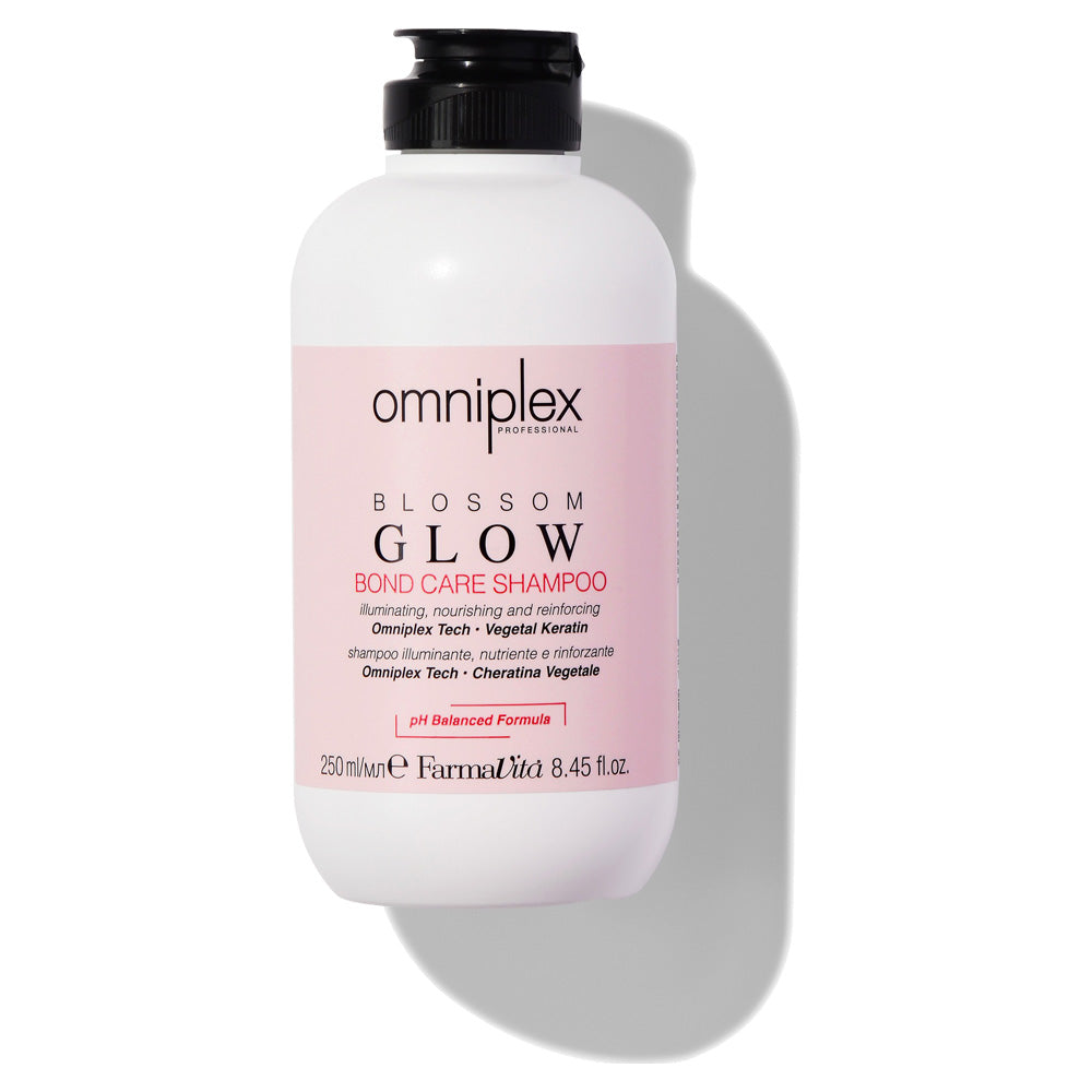 Omniplex Blossom Glow Bond Care Shampoo 250ml by FarmaVita Italy — professional bond care shampoo for coloured hair with vegetal keratin, wholesale at Beauty Canada